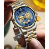 Luxury Gold Engraved Watch for Men Stainless Steel Waterproof Business Quartz Wristwatch with Date, Ideal Gift for Father's Day & Anniversaries