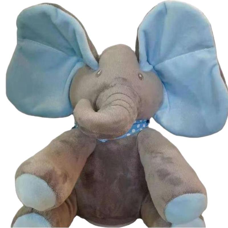 Peek-a-Boo Elephant Toy: Electric Plush Elephant with Eye-Covering Feature and Certification