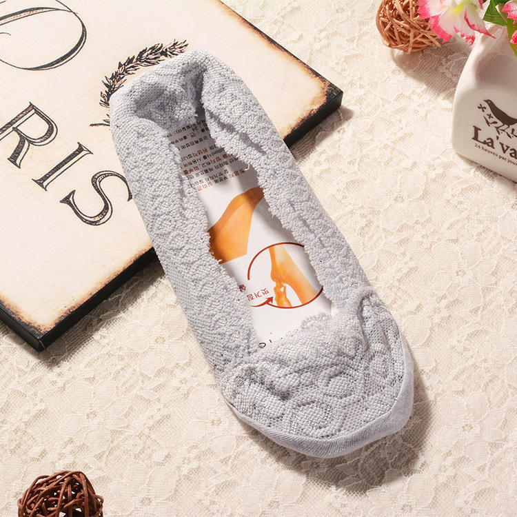 

Женские модные невидимые нескользящие кружевные короткие хлопковые носки до щиколотки серый