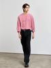 GENERALIDEA Unisex Long Sleeve Border T-Shirt [Mauve Pink] / Sbe1U01003