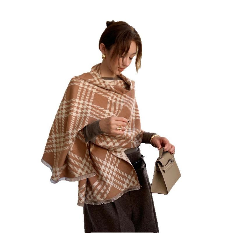 Autumn and winter new imitation cashmere double-sided striped scarf women's warm shawl versatile student couple outer scarf