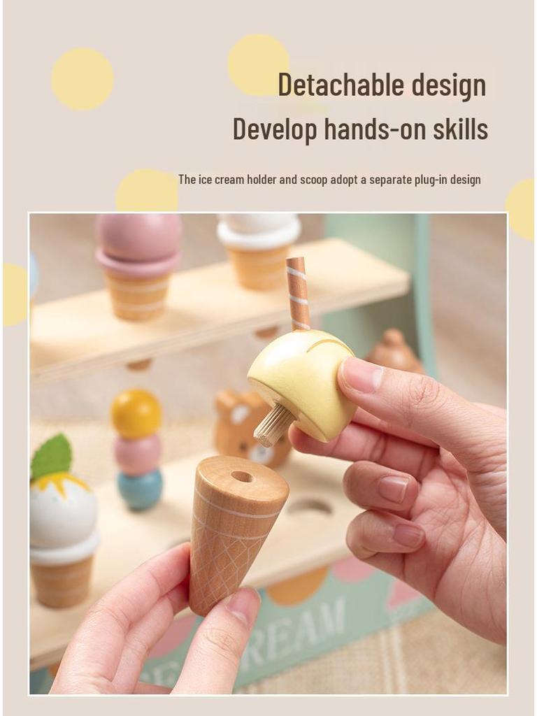 Wooden Ice Cream Stand: Pretend Play Kiosk for Kids and Parents