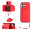 For iPhone 16 Case Card Holder Kickstand Skin-Touch Phone Cover with Wrist Strap