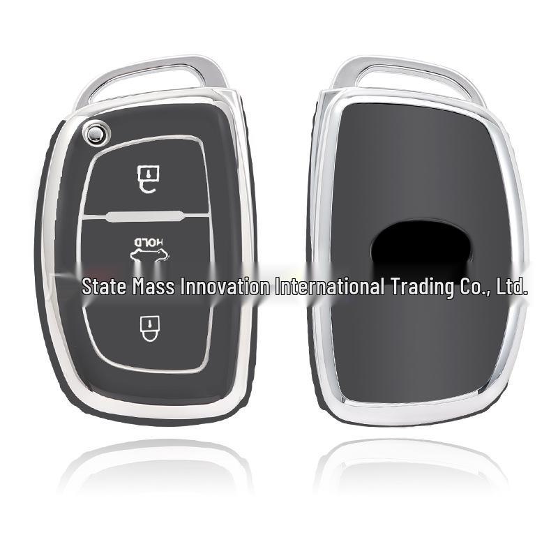 

Silver Edge Protective Shell Case for Hyundai Key: Compatible with Tucson, Reina, Sonata, Elantra, Lingdong, Verna, and Mistra Cool Black B Type [Single Shell]
