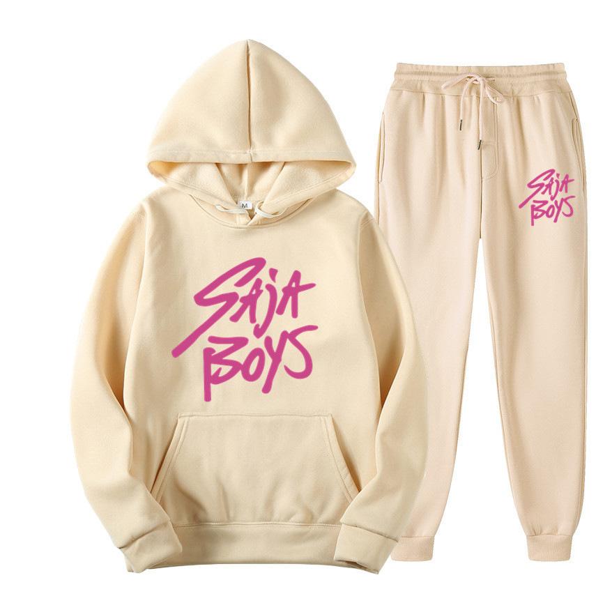 New Saja Boys Sweater Two-piece Men's and Women's Fleece Hoodie Set