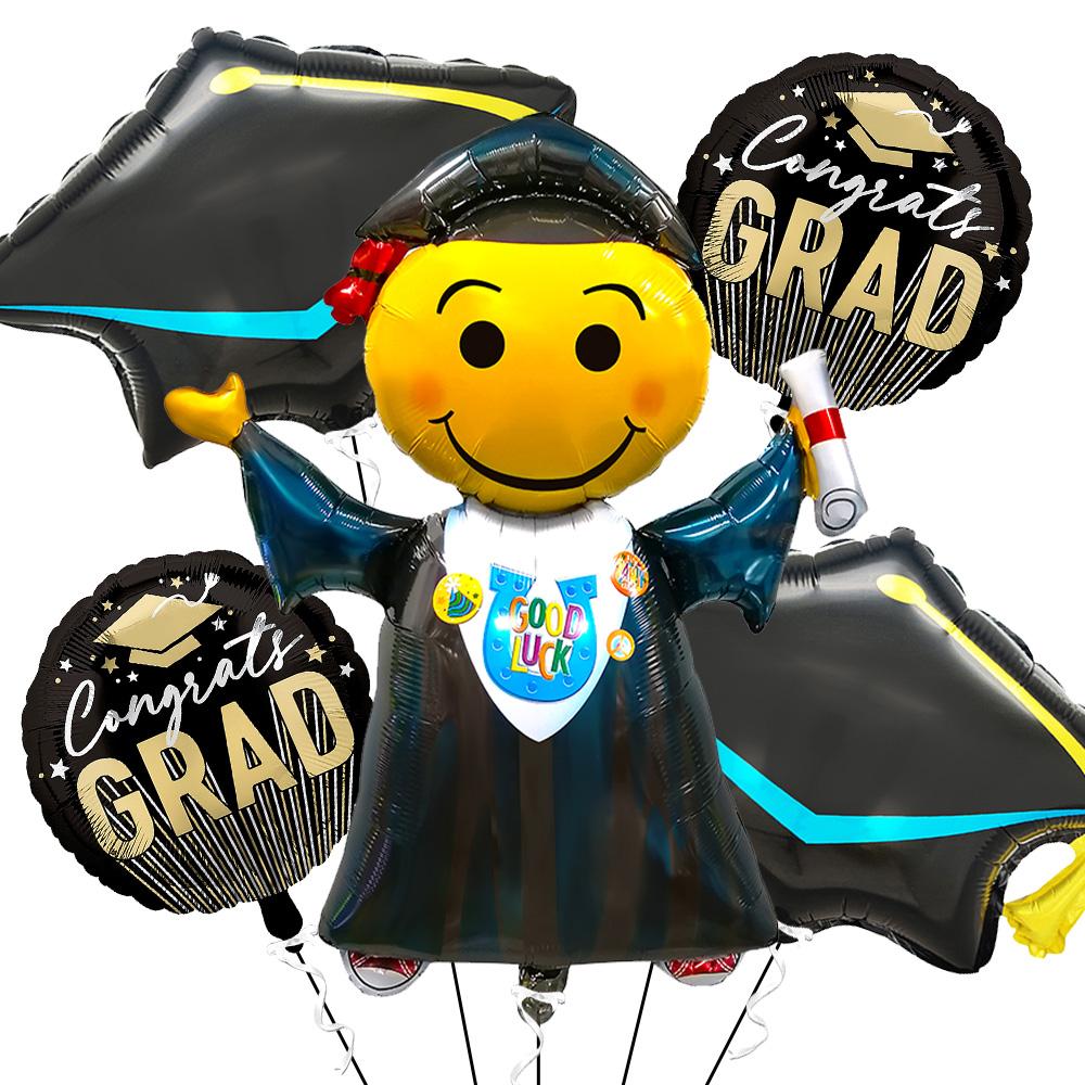 5-Pack Graduation Season Balloon Set, Aluminum Foil Balloons, Phd Graduation Cap Balloons, Graduation Ceremony Party Decoration Balloons Other