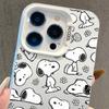 Snoopy Cartoon Silver Phone Case for iPhone 16 Pro Max & 15 Pro, Drop-Proof for Women
