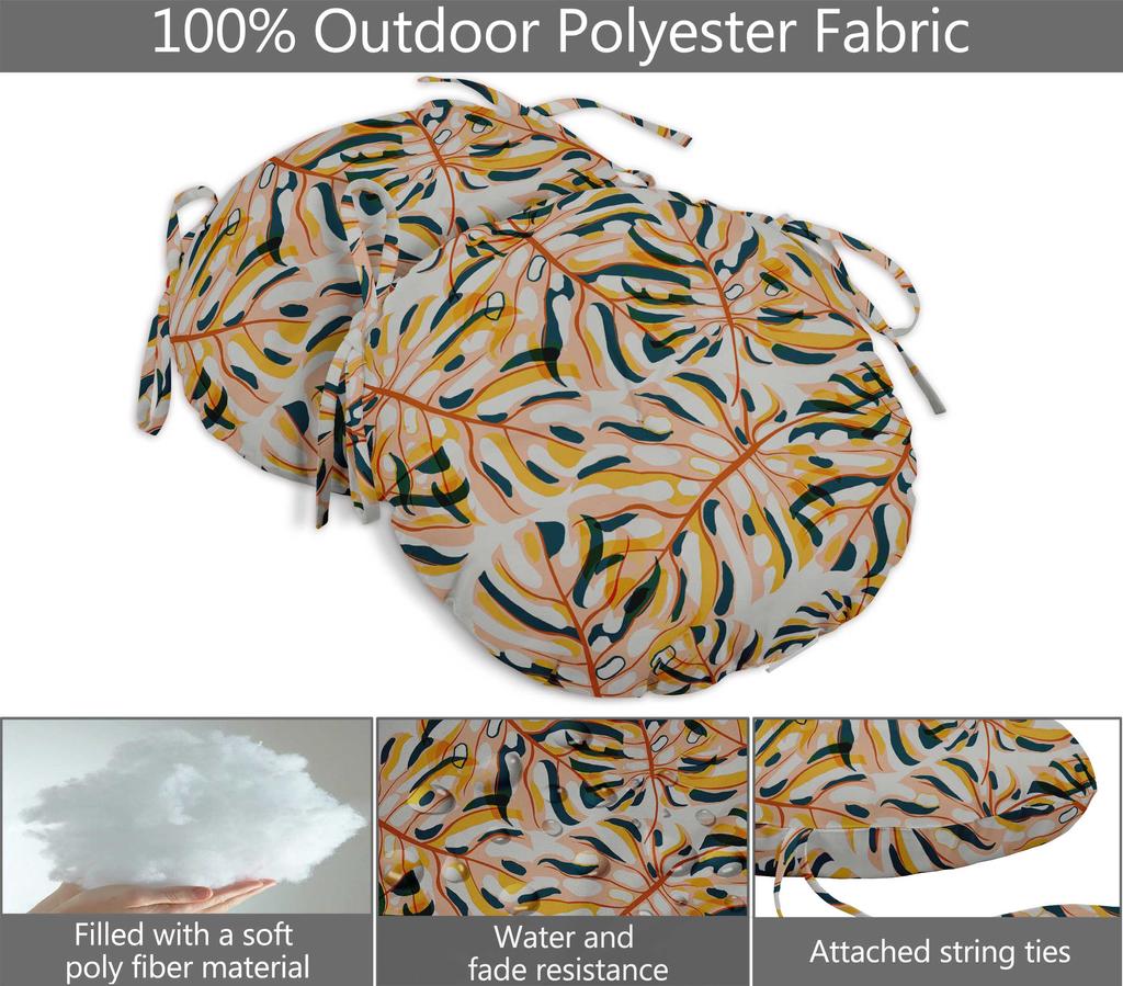Vargottam Indoor Outdoor Round Bistro Chair Cushions Block Print 15-Inch Bistro Chair Pads Waterproof Seat Chair Cushion For Home