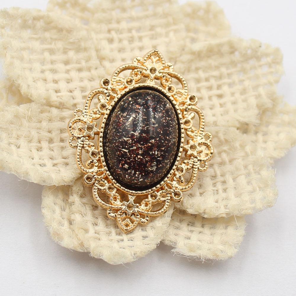 Gold 10 piece set 27 * 33mm flat back oval glitter resin flower plate DIY clothing hair accessories bow flower accessories