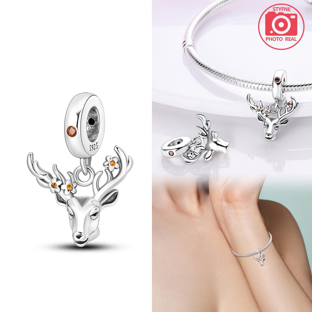 Elk Viewing Snow Scene Pendant Copper Colors For Charms Copper Colors Original Bracelet For Jewelry Making