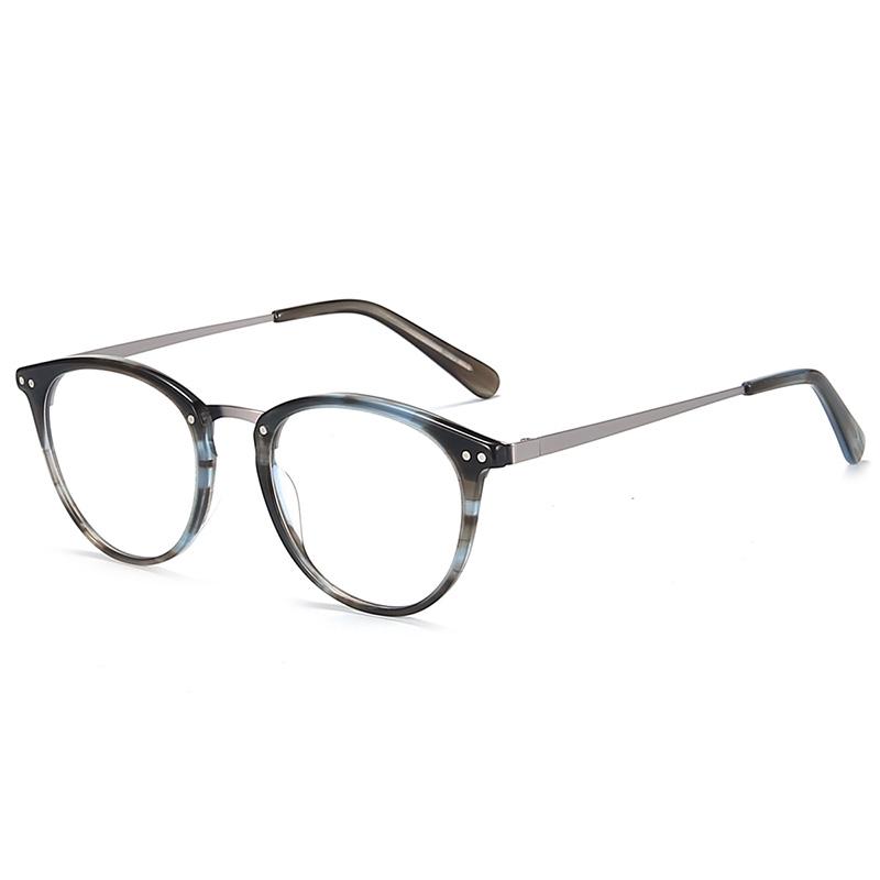 ZENOTTIC Retro Round Optical Prescription Eyeglasses Frames Unisex Ultralight Acetate Metal Spectacle Frame