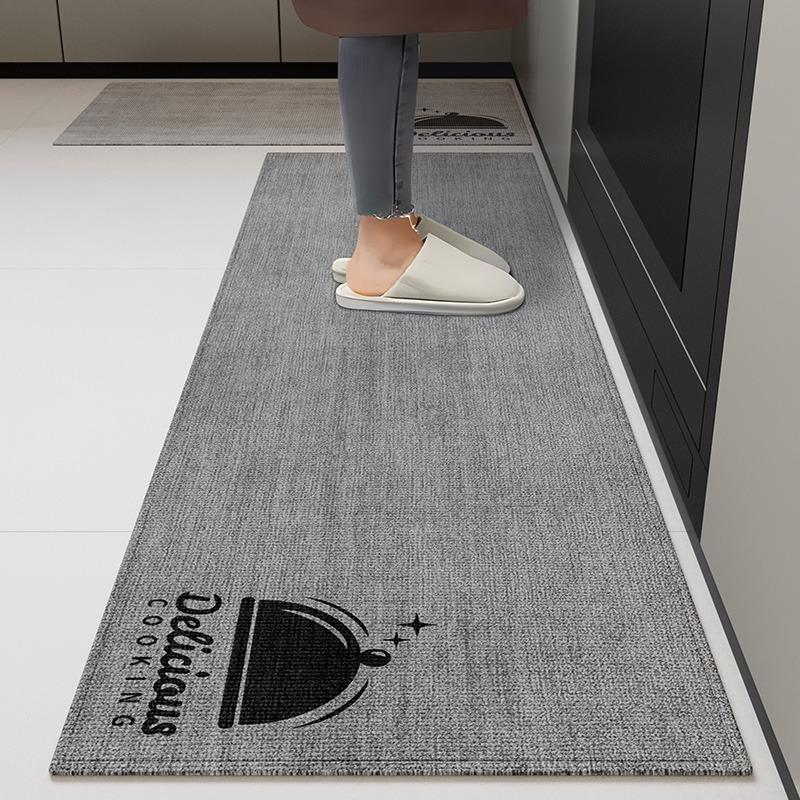 

Kitchen Carpet Non-slip Wear-resistant Waterproof Floor Mat Gray Minimalist Pattern Rug Long Size Home Decoration Foot Mats 1pc 50x80cm