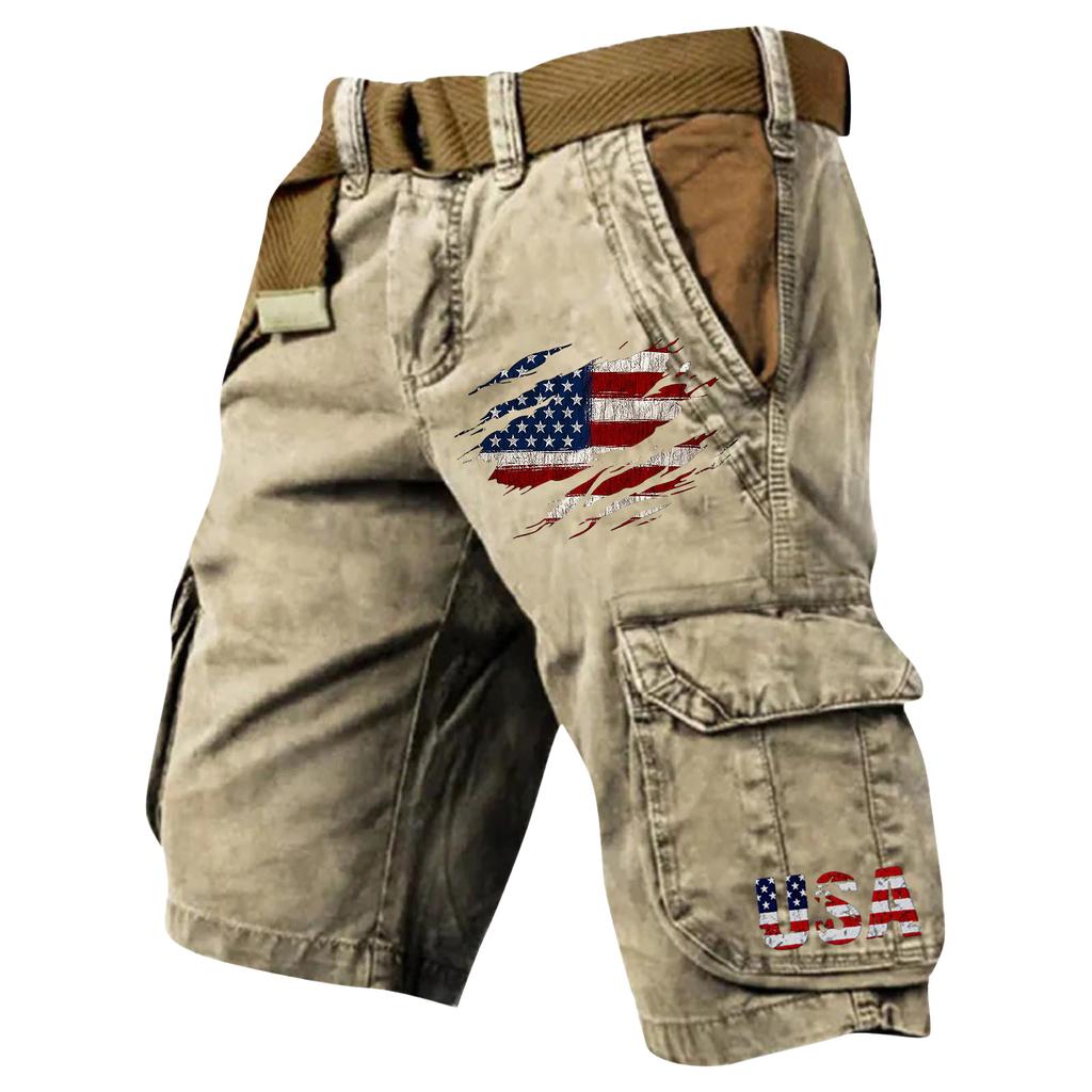 Men's Summer Printed Outdoor Shorts Men's Loose Multi-Pocket Shorts