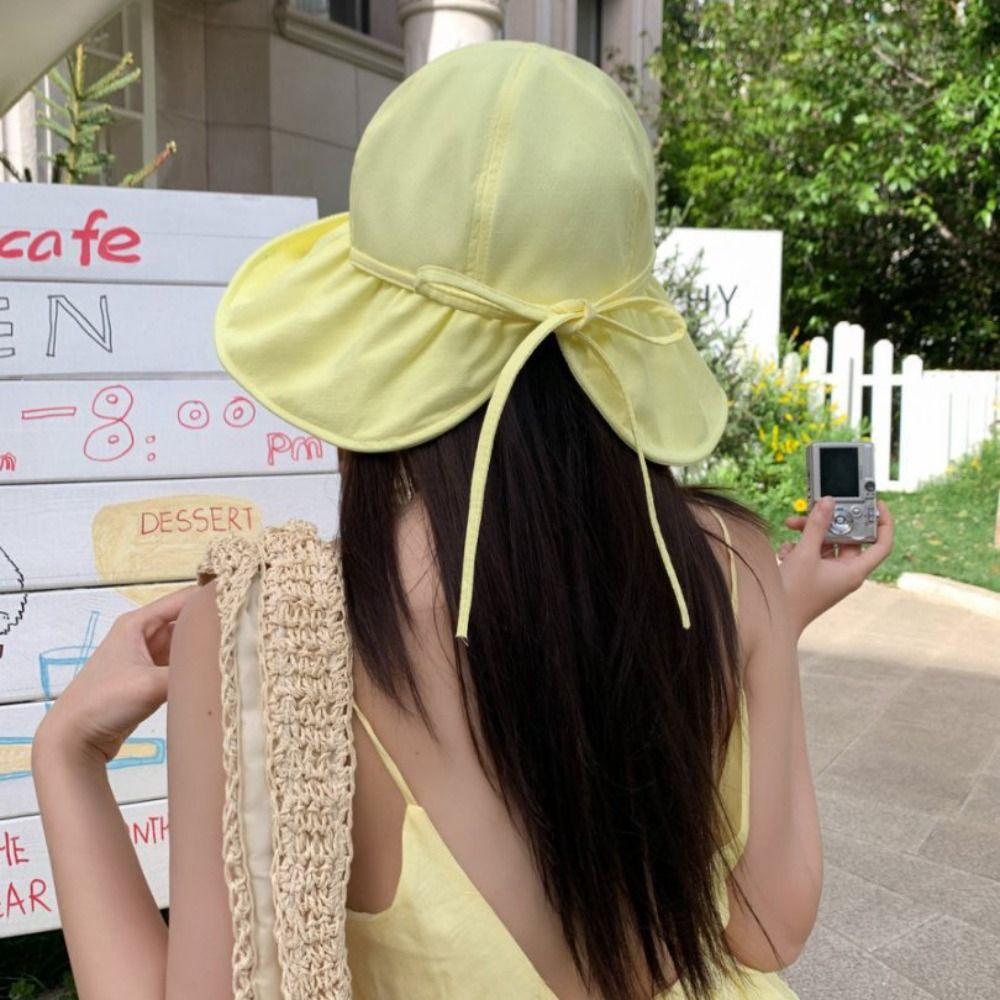 Dopamine Fisherman Hat with Drawstring Sun Protection Hat Summer Ladies Sun Hat Outdoor