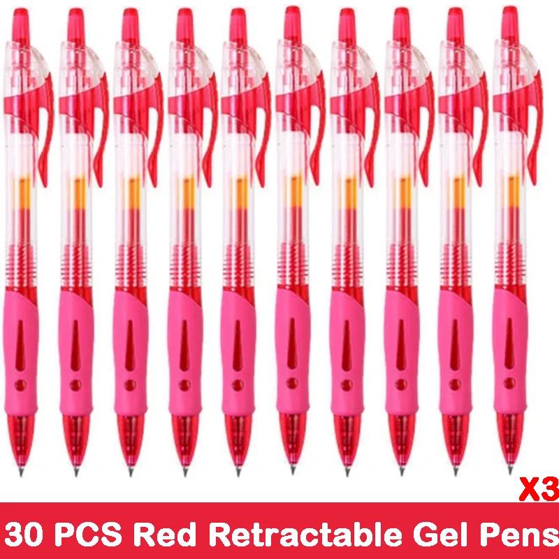 10/100 PCS Roise Retractable Gel Pens Set Black/Red/Blue Ink Ballpoint for Writing Refills Office School Supplies Stationery