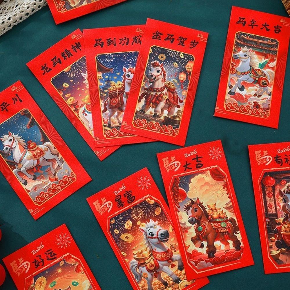 Cartoon New Year Red Envelopes 2026 Horse Year Thickened Money Bag Chinese Style Traditional Hongbao Lunar Year Gift