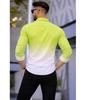 Men's Slim Fit Color Block Spread Collar Casual Shirt