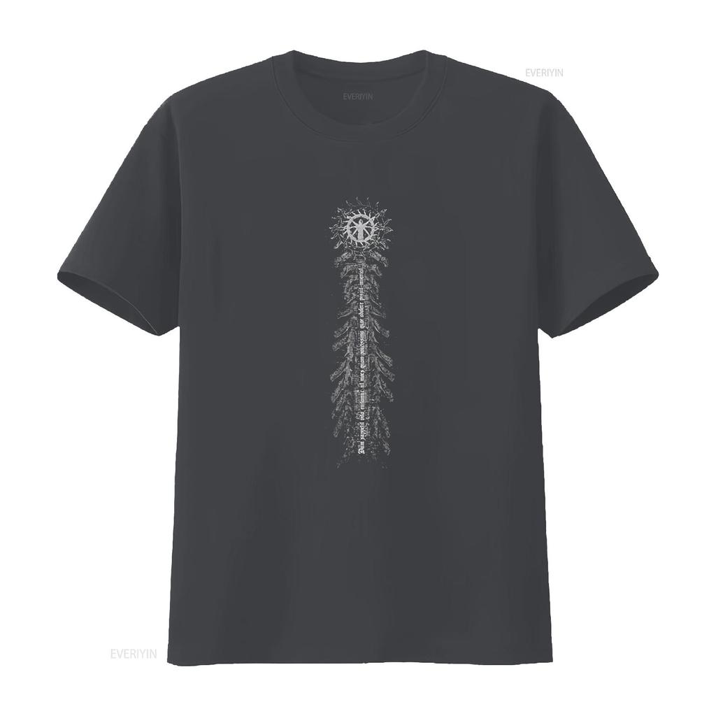 NECROPHAGIST Mors Gothic Skull Crossbones Print T Shirt for Men and Women Vintage Washed Graphic Casual Homme