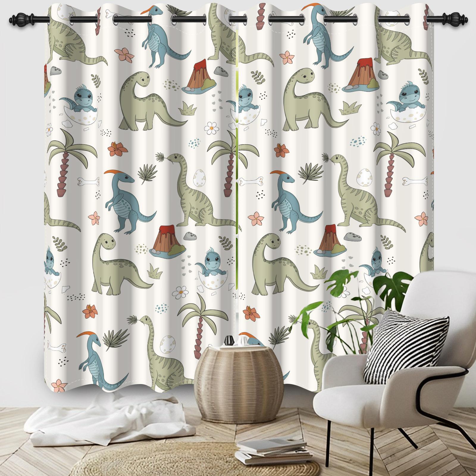 

2 шт./компл. Лесные динозавры Блэкаут шторы Красочные мультяшные дикие животные Детская комната Полиэстеровые шторы Балкон Спальня Шторы 135x245cm 2pcs