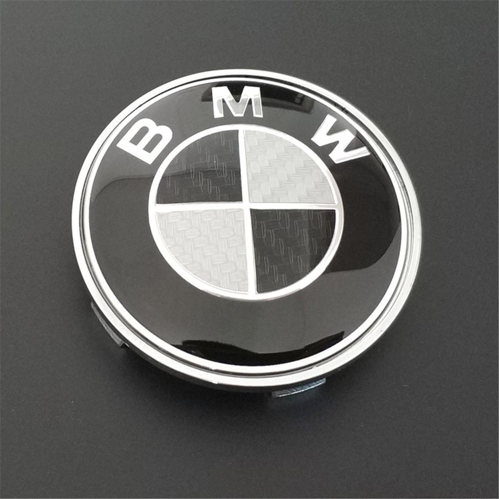 Logo For Bmw Real Carbon Fiber Black Silver 74mm Hood Trunk Badge Emblem