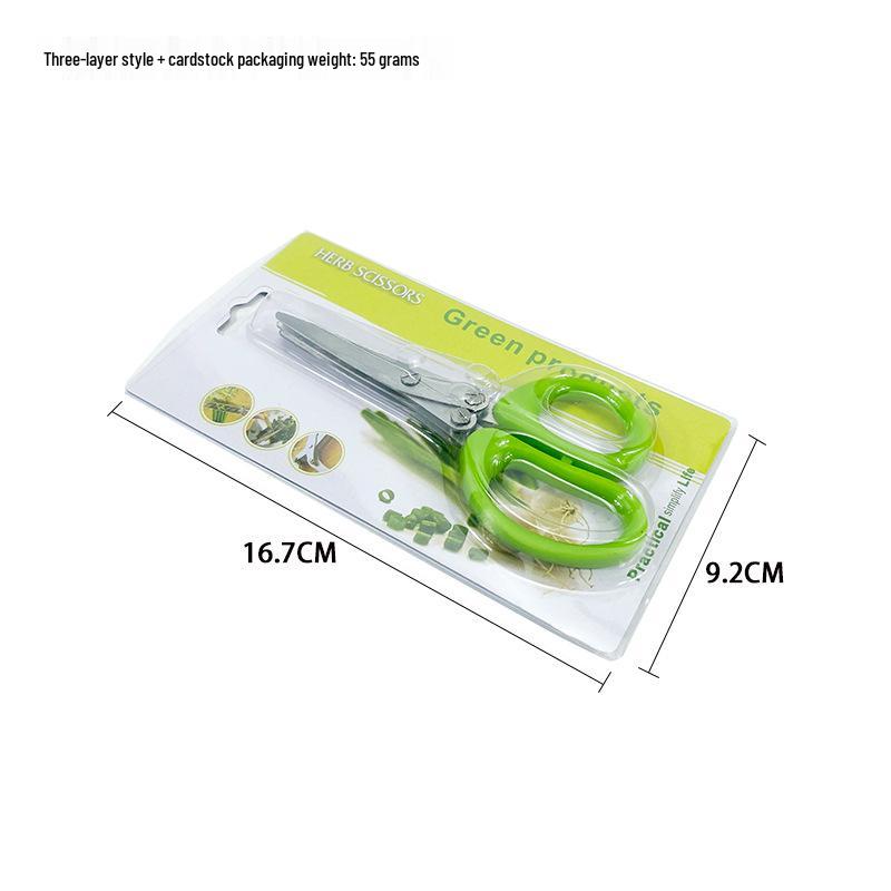 Stainless Steel Multifunctional Scallion and Vegetable Scissors - Five-Layer Kitchen Shears for Chopping and Baby Food Prep
