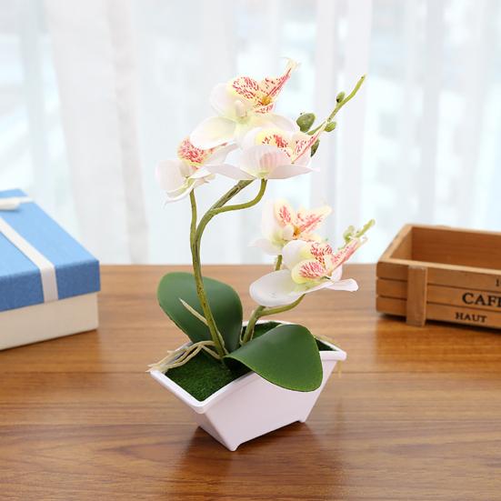 Butterfly Orchid Flower Home Office Decor with Flowerpot