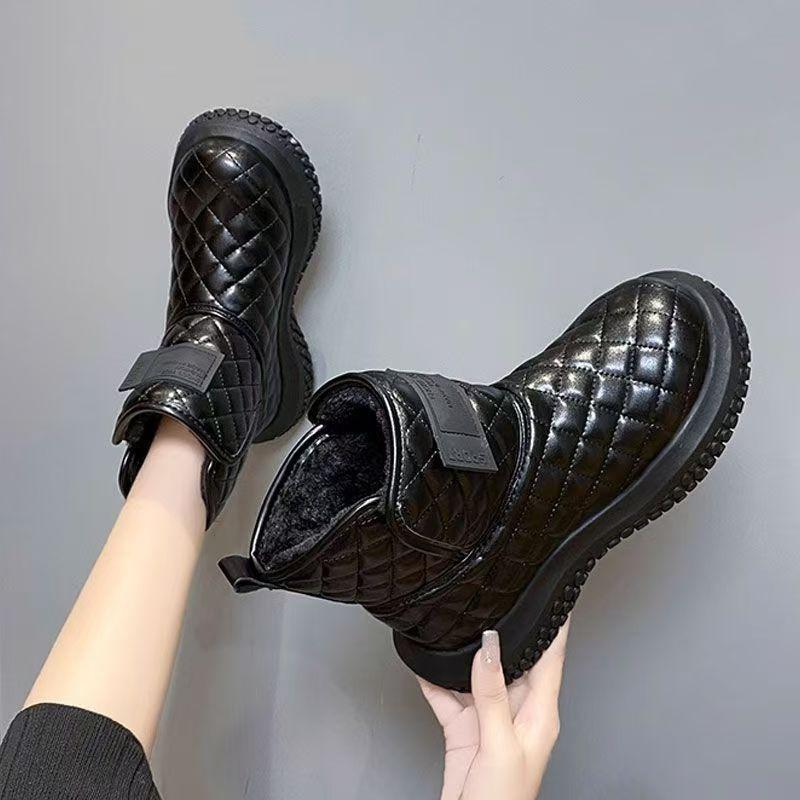 

2024 new non-slip lightweight fashion thickened boots velvet winter snow boots women s waterproof non-slip warm bread shoes 35 чёрный