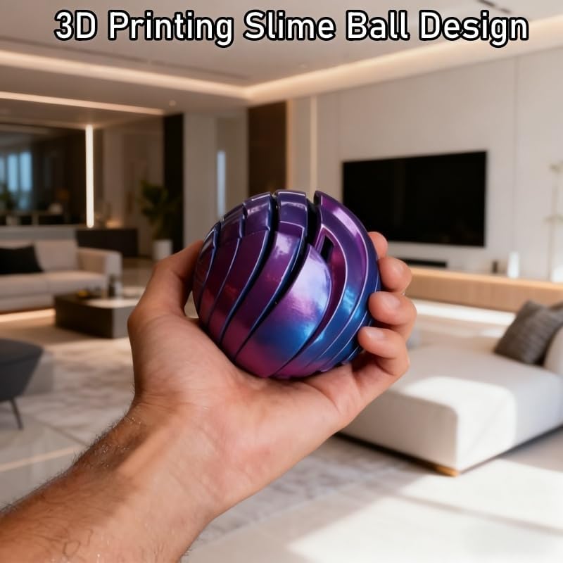 Slime Ball Fidget Toy 3D Printed Twistsphere Desktop Decoration Fidget Gear Liquid Flow Ball For Rotating Design Anxiety Relief