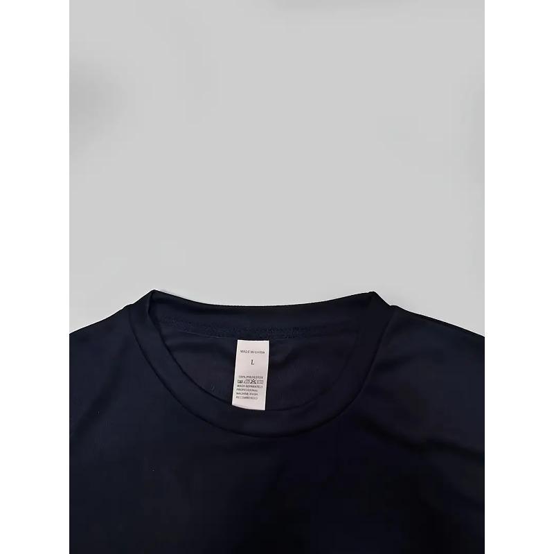 European sizes Men'S Summer Casual T-Shirt with Bold Black Star & Crescent Moon Print - Short Sleeve, Round Neck, Lightweight Polyester Blend