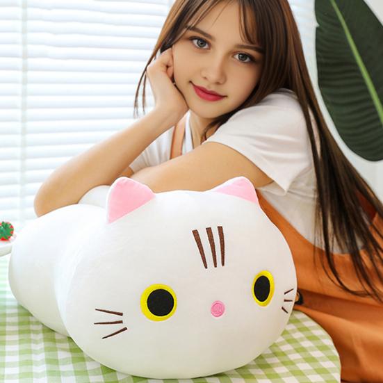 Cat Doll Plush Toy Stress Relief Soft Fluffy PP Cotton Fabric Huggable Animal Pillow Doll Snuggly Sensory Toy