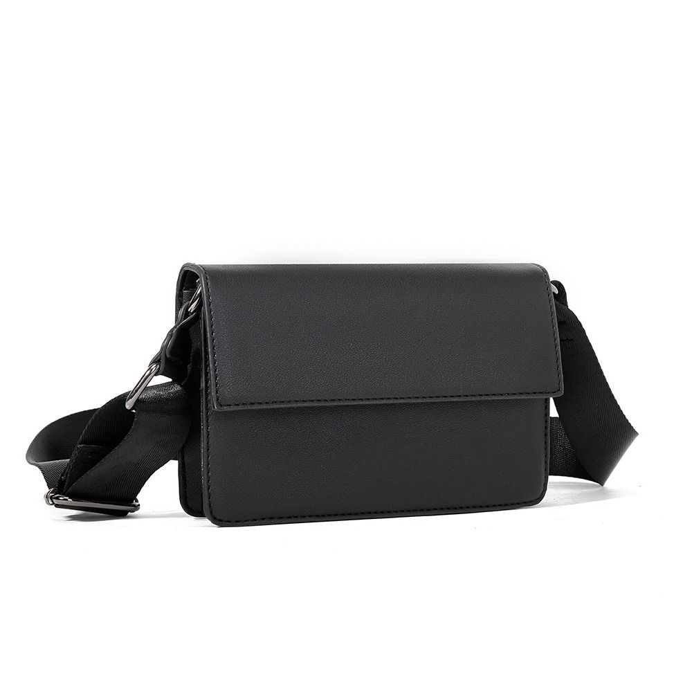 Black Men's Messenger Bag Large Capacity Rectangular Shoulder Bag Simple Male Crossbody Bag  Daily