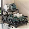 2-Tier Heavy Duty Dish Rack, Rustproof Kitchen Sink Organizer, Space Saving Countertop Storage Dish Dryer Rack Easy Assembly