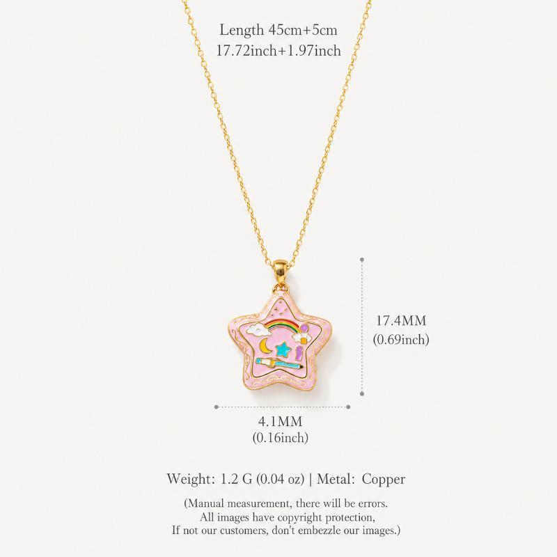 Funny Star Opening Closing Phase Box Jewelry Pendant Necklace For Women'S Pentagram Heart Cute Interesting Design Gift Necklace