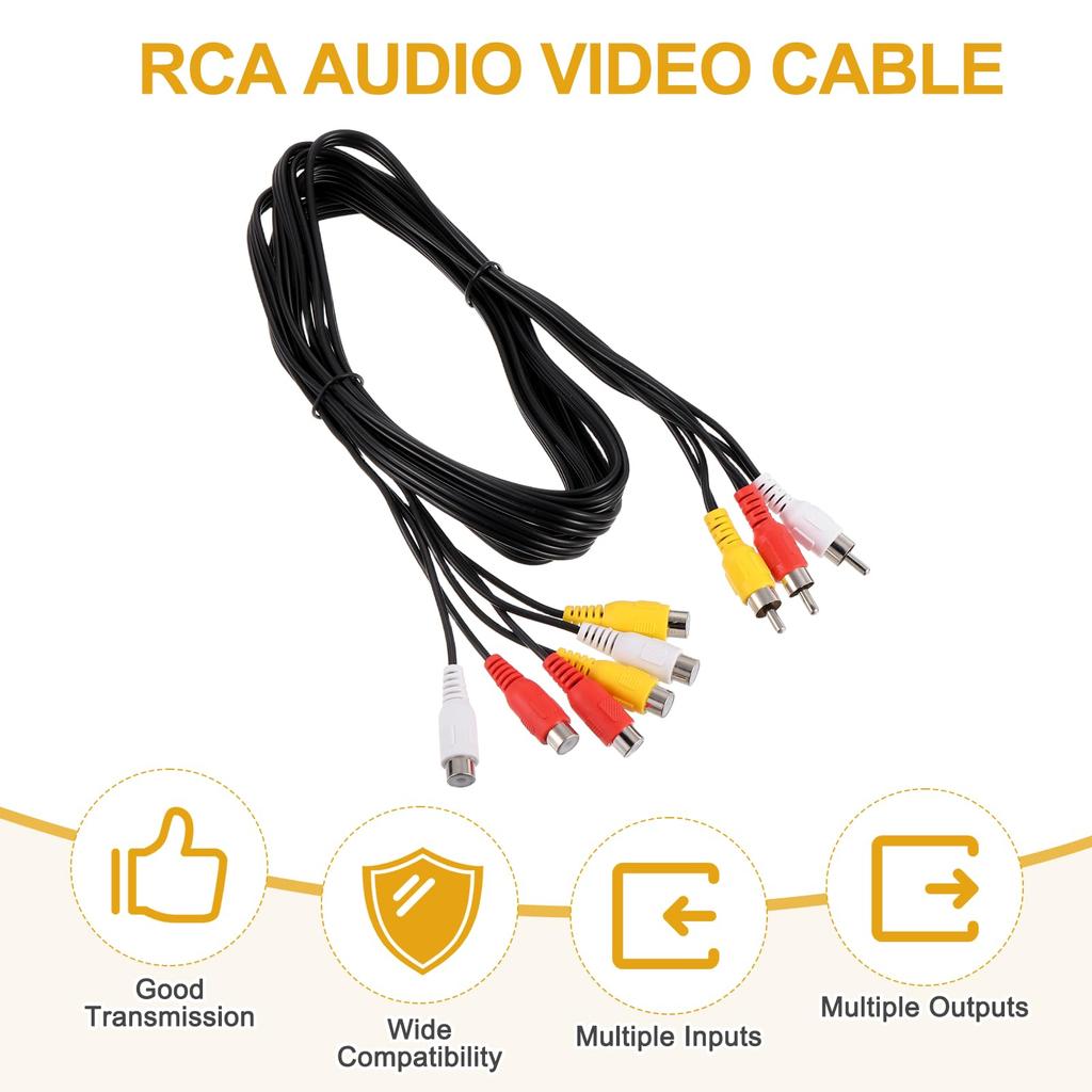 uxcell AV Audio Video Splitter 3 RCA Jack to 6 RCA 5 Composite Video Splitter Adapter Output Cable 2-Pack Cable, Jack, Feet,