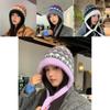 Retro Colorblock Beanie Hat For Women Winter Warmth And Earmuff Protection
