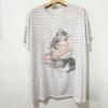 Vintage 90s Cat Striped T-Shirt Size XL
