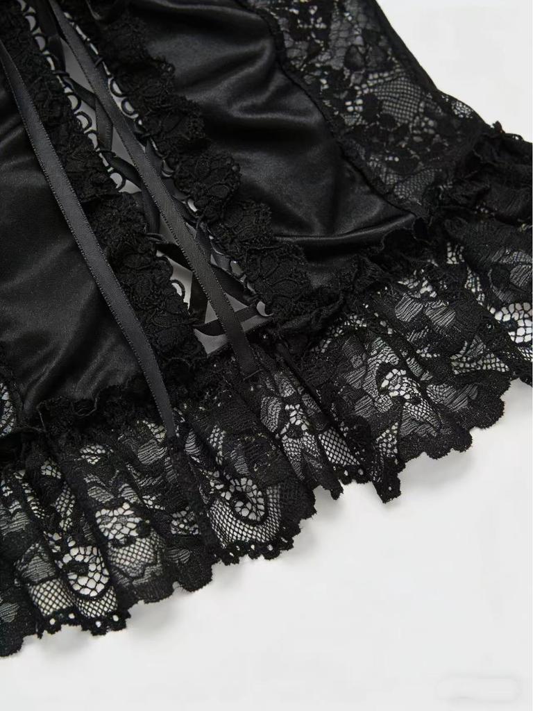 Gothic Satin Lace Bustier Camisole Top