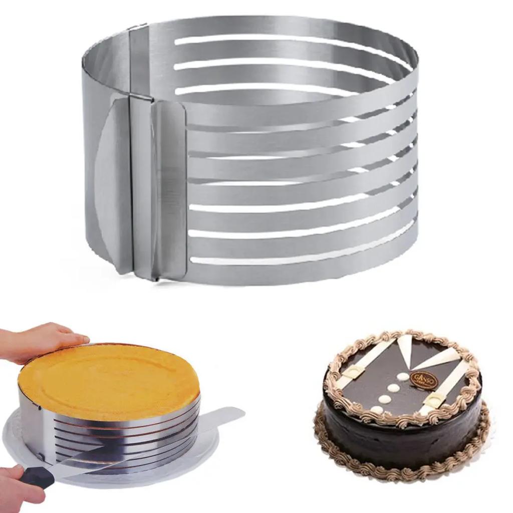 1Pc Verstelbare Ronde Brood Cake Cutter Slicer Rvs    Ring Schimmel Bakken Tool 6 Lagen  Mousse