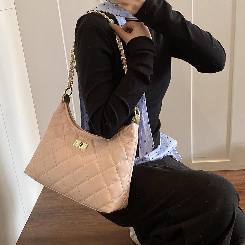 Rhombus Chain Bag Women's Spring and Summer 2025 New Casual Foreign Style Niche Design Versatile Single Shoulder Crossbody Bucket Bag