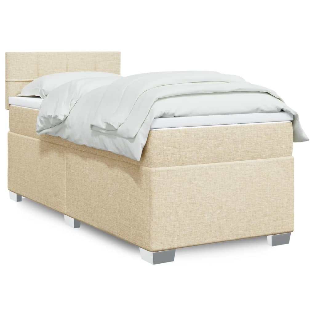 Vidaxl Continental Bed with Mattress, Cream, Fabric, 100X200 Cm