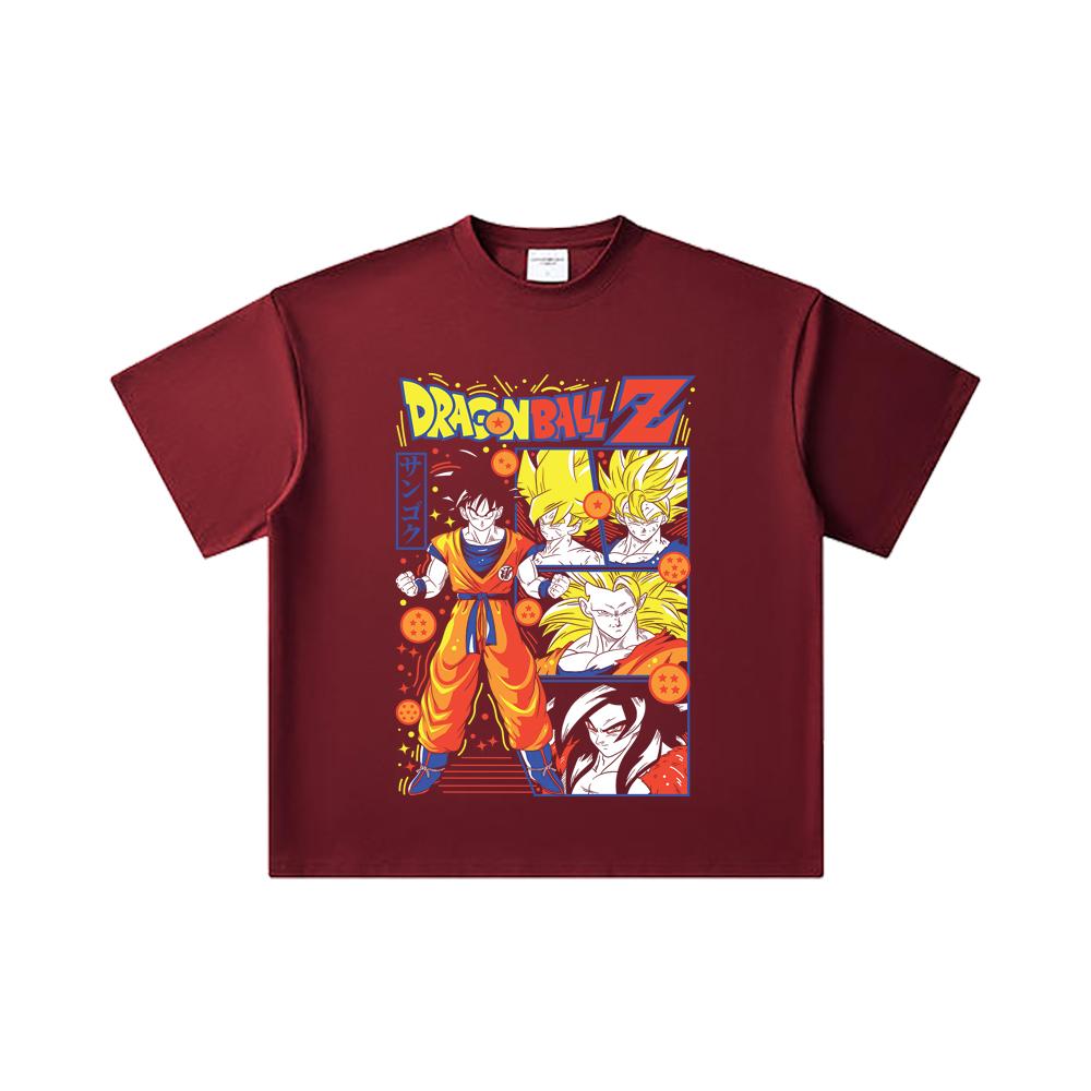 260 GSM Double Yarn 32 Count 100% Cotton Dragon Ball V56 Goku Print Unisex Heavy Cotton T Shirt