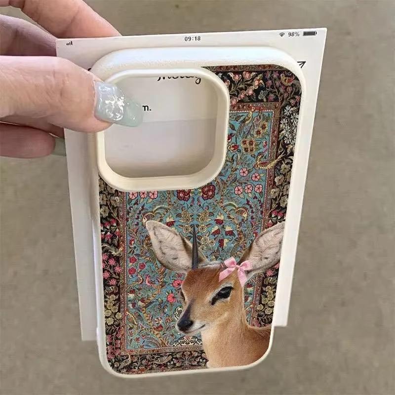 Vintage Deer Lichee Pattern Phone Case For iPhone 17 Air 16 e 15 14 13 12 11 Pro Max Plus SE Soft Shockproof Cover