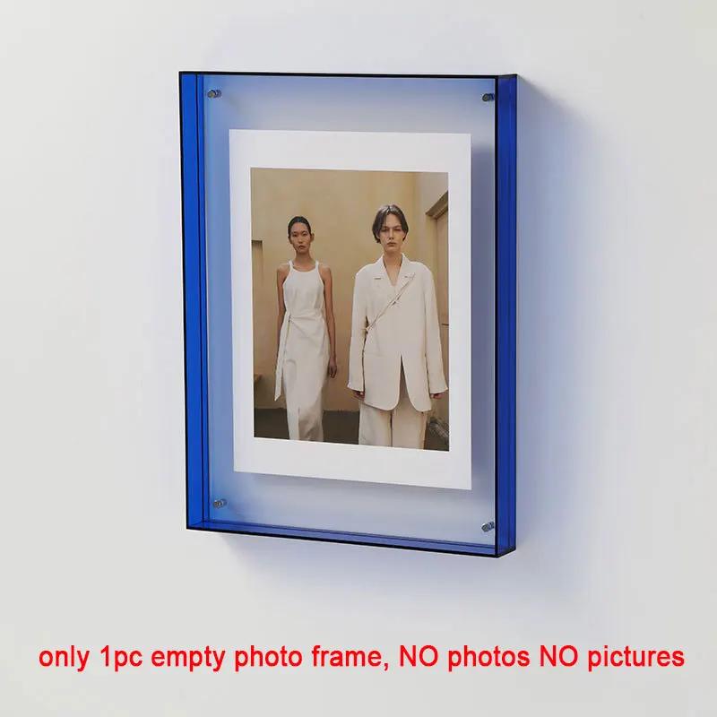 Acrylic Photo Frame Box Transparent Photocard Holder Interior Frame Picture Display Stand Office Home Desktop Wall Decoration