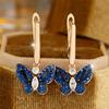 Orecchini a Cerchio Farfalla Carini con Zircone Cristallo Blu per Donna Fibbia Orecchio Colore Oro Vintage Gioielli da Matrimonio Regali per San Valentino