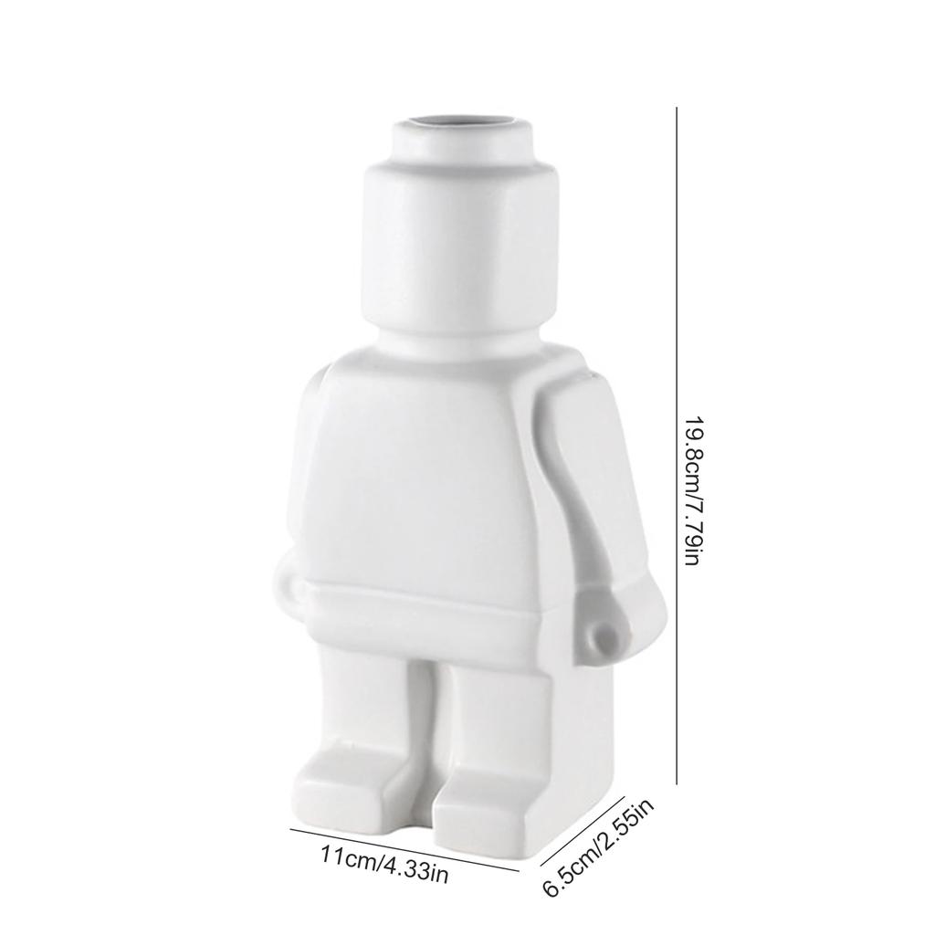Nordic Style Resin Robot Vase Indoor Flower Pot Modern Home Interior Decoration White Goods Decoration Office Desk Decoration