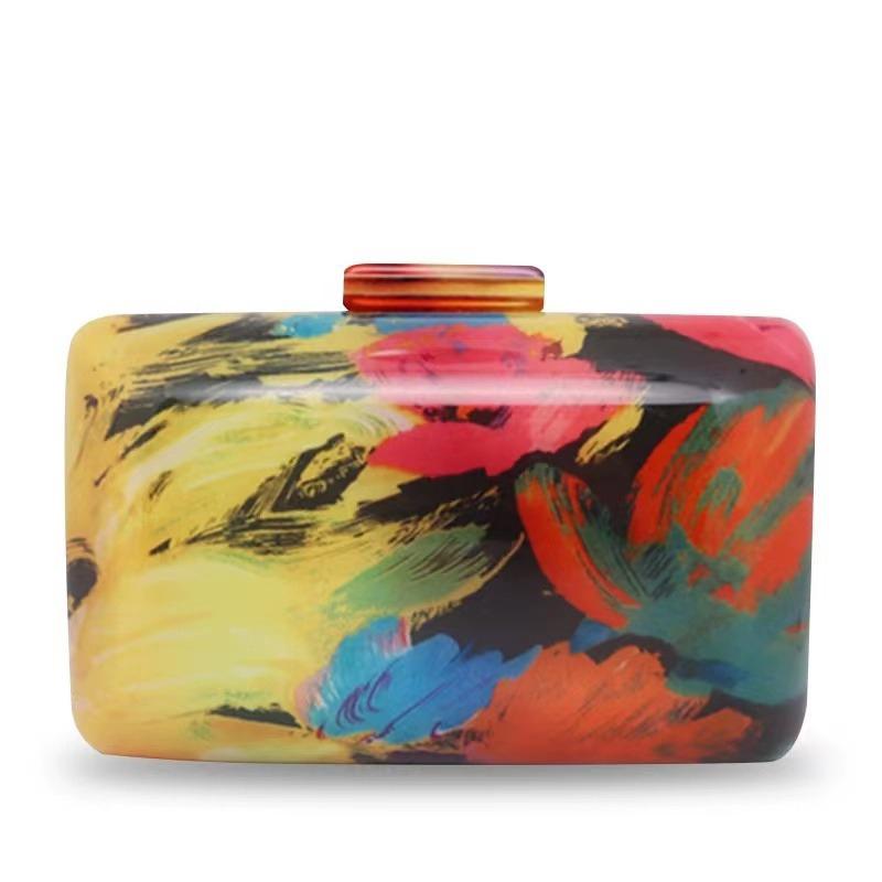 

New Handbag Woman Luxury Famous Brands Acrylic Clutch Bags Fancy Vintage Evening Bag Elegant Lady Shoulder Crossbody Small Purse 18cm