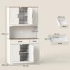 175 cm Tall Kitchen Pantry Cabinet with Microwave Stand, Freestanding Pantry Cupboard, White