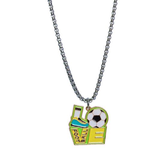 Kids Football Necklace, Trophy Soccer Ball Charm Necklace, Football Championship Necklace Jewelry for Soccer Fans Party Favors A