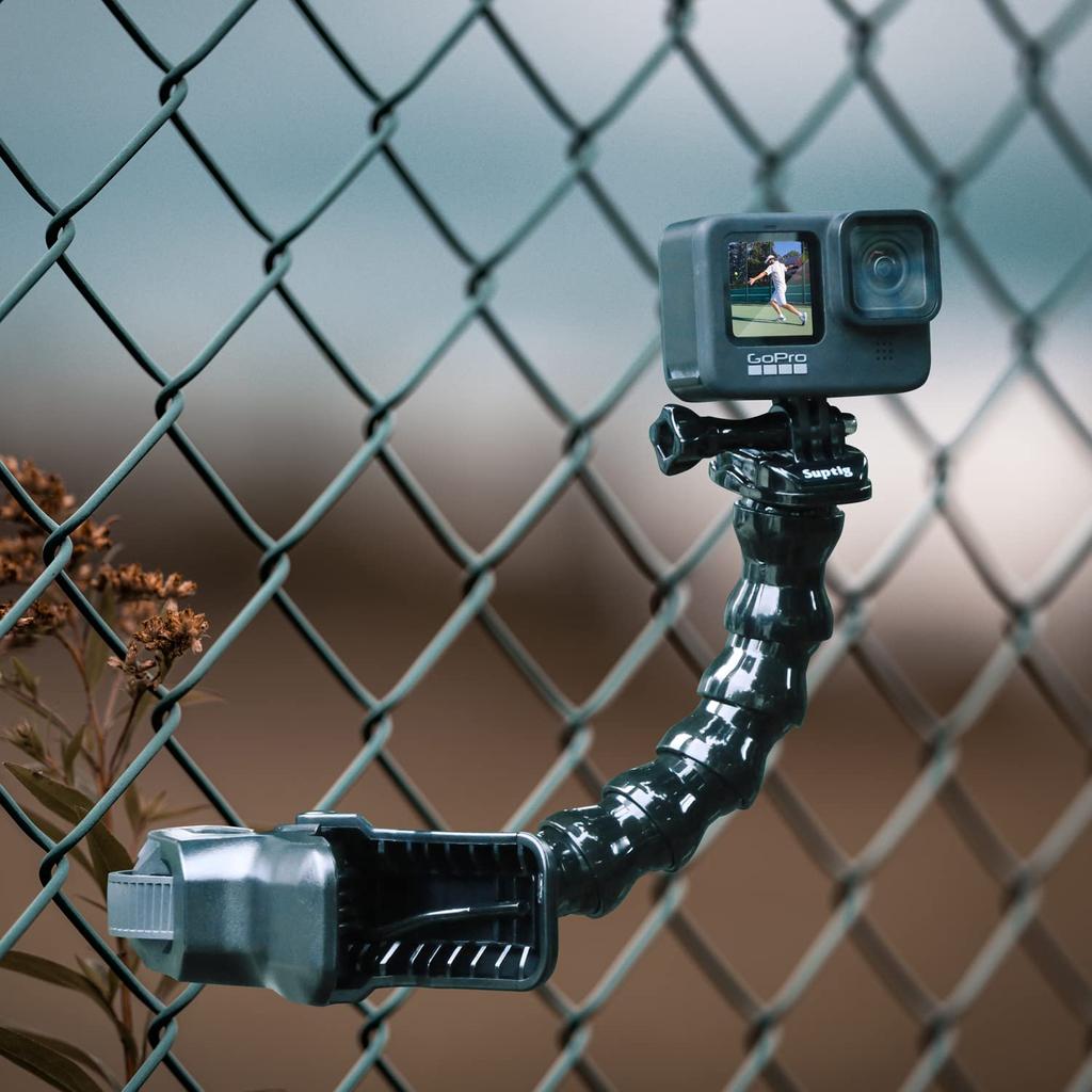 Suptig Jaws Gooseneck Flex Clamp Mount for GoPro Hero 12 Hero 11 Hero 10 9 8 7 6 5 4 Hero Session Hero 3 Hero DJI Insta Akaso Action Camera + 3, osmo,