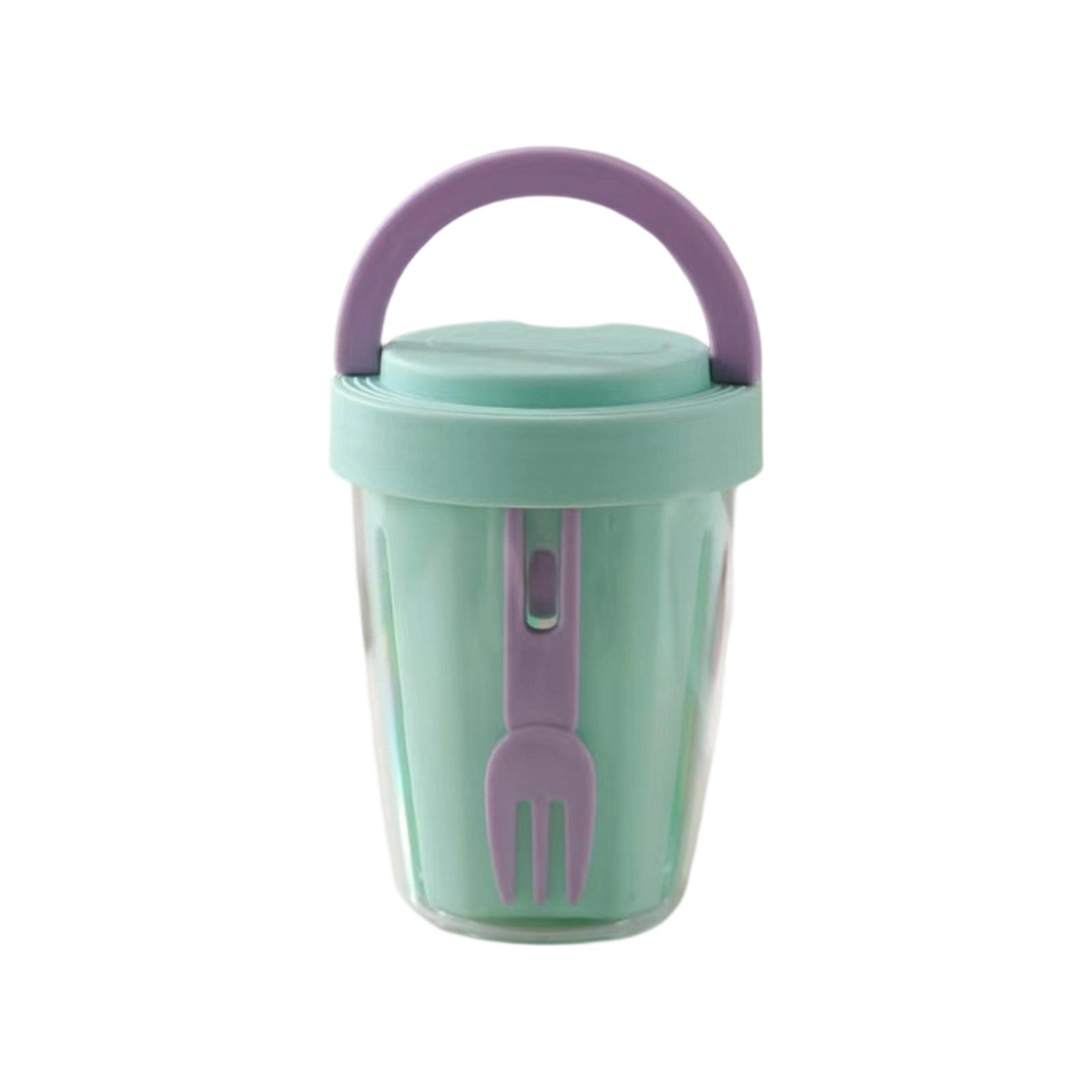 

Double Layer Portable Fruit Cup Breakfast Salad Container with Fork Leakproof PP Material Draining Picnic Box for On the Go Use One Size